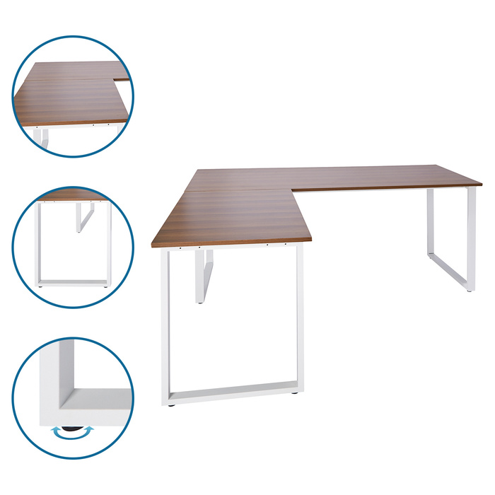 Робочий стіл WORKSPACE XL I 180 x 180 см горіх/білий hjh OFFICE