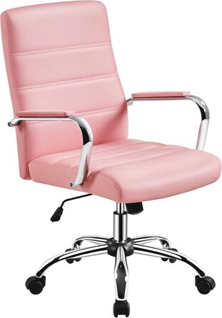 Крісло офісне Yaheetech ергономічне з підлокітниками, для дому та офісу, на коліщатках, рожеве