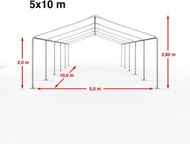 Павільйон для вечірок TOOLPORT 5x10 м, водонепроникний, міцний PVC, швидкий монтаж