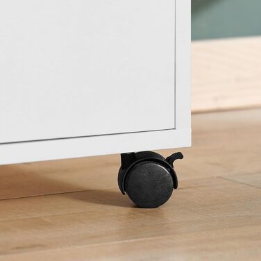 Роликовий контейнер SoBuy з шухлядою та дверцятами: друкарський столик, офісний шафчик, підставка під документи, білий 72x54x40 см, ASK02-W