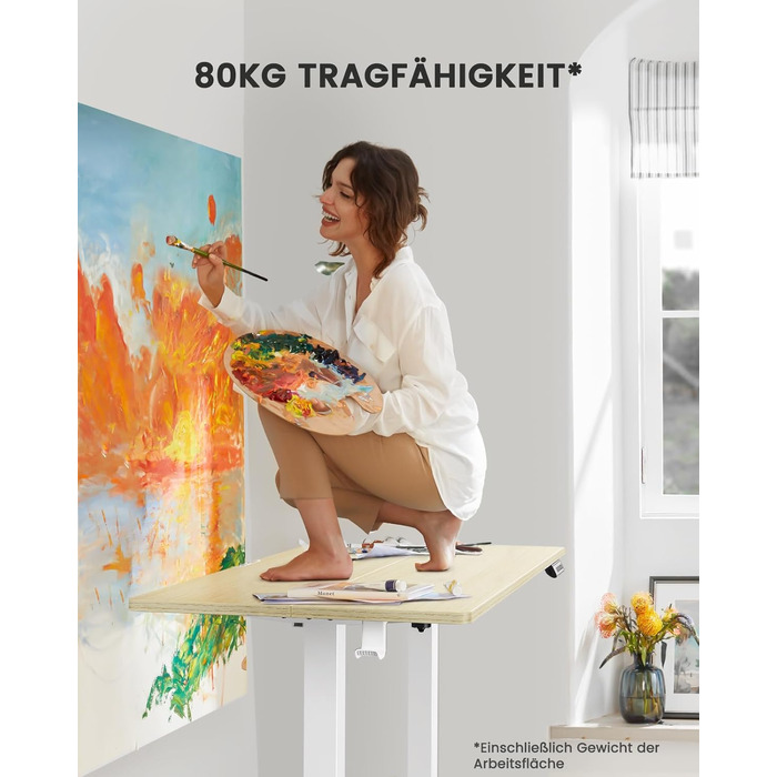 Електричний регульований стіл ErGear 120 x 60 см з пам'яттю, для дому та офісу, світле дерево