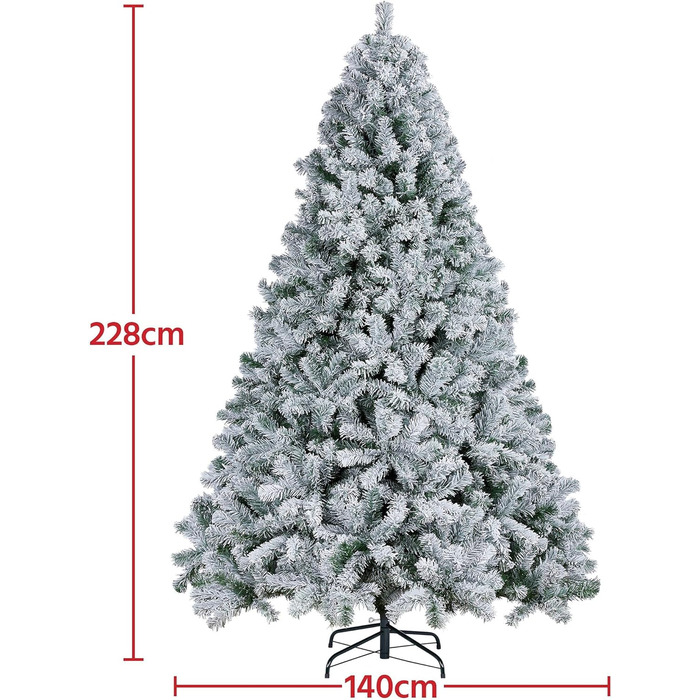 Штучна ялинка Yaheetech зі снігом 183 см (діаметр 120 см), 820 гілок, з металевим підставкою, швидкий монтаж, складана ялинка для дому