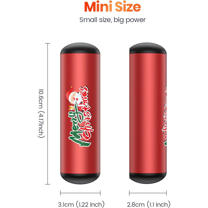 Електричні грілки для рук Warmco 2 шт, 10000 mAh, багаторазові, 3 режими нагріву, Powerbank, Червоний