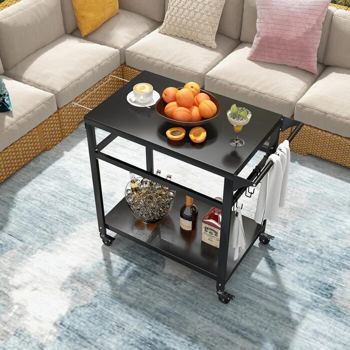 Столик для гриля Costway з 4 полицями, колесами та гачками – ідеальний для зони відпочинку на відкритому повітрі (80 x 50,5 x 88 см)