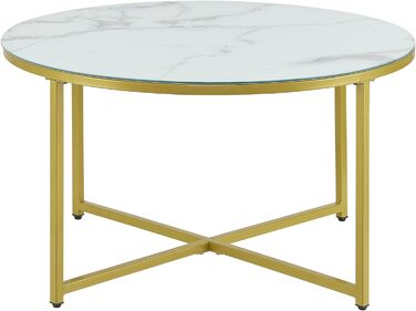 Журнальний столик Uppvidinge журнальний столик 45x80см Стіл для вітальні круглий мармур/чорний (мармуровий вигляд білий / золотий)