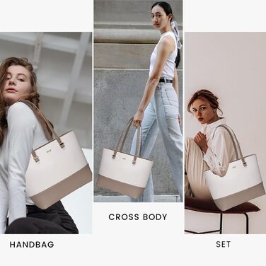 LOVEVOOK Сумка-шопер для жінок, велика сумка на плече, шкіряна сумка LOVEVOOK, 3-частинний набір (C Бежевий Хакі)