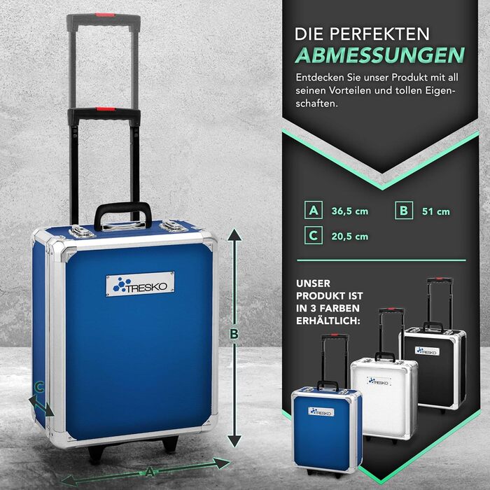 Набір інструментів TRESKO 1400 предметів у валізі: професійний кейс з інструментами з хромо-ванадієвої сталі (синій)