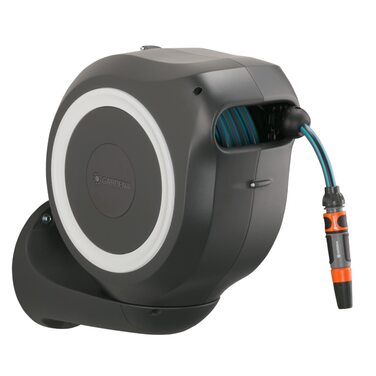 Шланг садовий Gardena RollUp M 20м: гнучкий, з тримачем для стіни, з розпилювачем та шлангом 20м (18610-20)