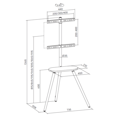 Стійка з кріпленням для телевізора OfficePro TVS226