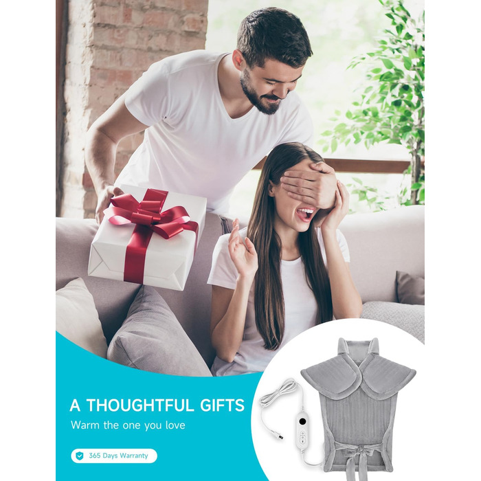 Електричний нагрівальний килимок для спини, шиї та плечей ALLJOY, 56 x 84 см, 6 режимів нагріву, таймер, автовимкнення