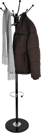 Настінна вішалка для одягу Relaxdays з підставкою для парасольки, 16 гачків, 176,5 x 36,5 см, з підставою з мармуру, золота/біла (чорна)