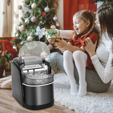 Льодогенератор Eiswürfelmaschine 12 кг/добу, швидке виробництво льоду (6 хв), тихий, з функцією самоочищення, чорний