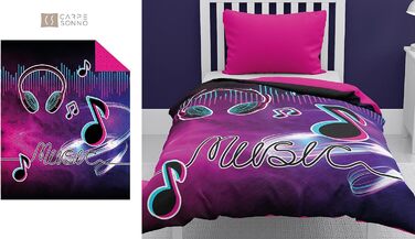 Дитяче покривало покривало для дитячих ліжок 170 х 210 см з кольоровим музичним дизайном Двостороння ковдра - однотонне та принтоване для дітей односпальне ліжко стьобане