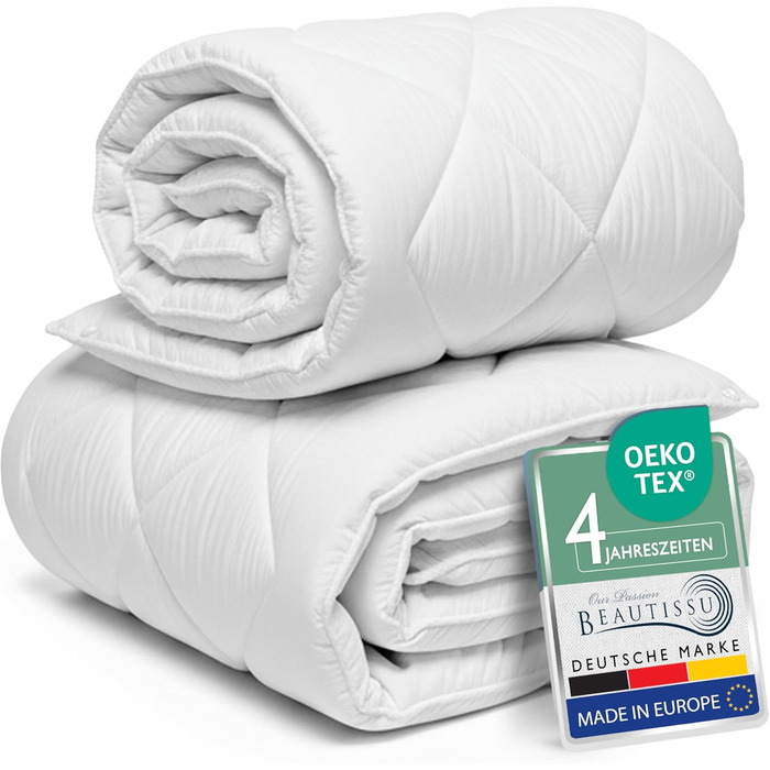 Beautissu Комплект постільної білизни 4 сезони: легка літня та тепла зимова ковдра (155x220 см) – антиалергенна, дихаюча, BeauNuit JD