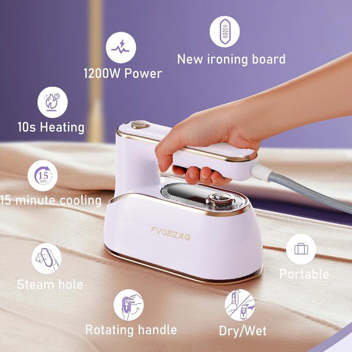 Праска парогенератор Mini, 1200 Вт, складана, для подорожей, керамічна підошва, швидкий нагрів, біла