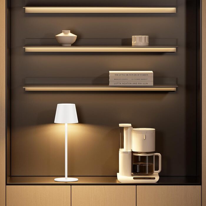 LED-лампа K-Bright на акумуляторі, 4 шт., диммер, 36.5 см, перезарядна, тепле світло 2700K, USB-C, IP54, бежевий колір