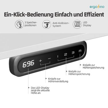 Ергофіно - Регульований стіл з металевим каркасом DT30 PRO (Чорний), 2 мотори, 3-рівневе регулювання, пам'ять, сертифікат GS, висока вантажопідйомність