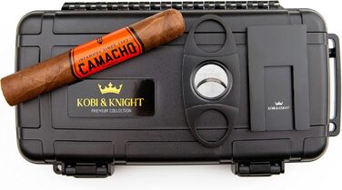 Вишуканий вологостійкий кейс для сигар Kobi & Knight з різаком та підставкою – аксесуар для сигар, подарунковий набір для 12.7 x 20.3 см сигар