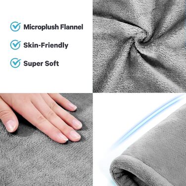 Електричний нагрівальний килимок для спини, шиї та плечей 60x85 см, 4 температурні режими, захист від перегріву, машинне прання, сірий