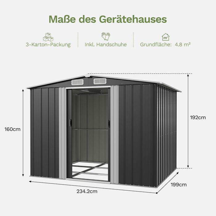 Сарай металевий Devoko 96x98x160 см з похилим дахом, антрацит. Садовий будиночок з дверима, рукавичками. Міцний, стійкий до іржі.