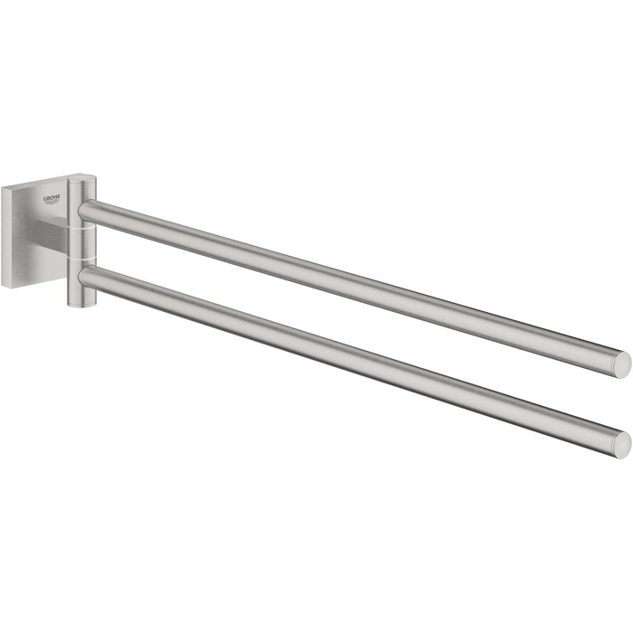 Тримач рушників GROHE Start Cube подвійний, 44 см, поворотний, з прихованим кріпленням, для свердління, Supersteel