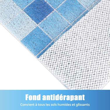 Нековзний килимок для душу, 60 х 60 см, захисний килимок, зручний, м'який, зі зливними отворами, масажний килимок для душу з ПВХ, люфа для вологих приміщень, швидковисихаюча, з принтом (мозаїка синього кольору)