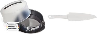 Форма для випічки Zenker Springform Deluxe з кришкою для транспортування, діаметр 28 см, чорний метал, комплект з ножем для тортів, 29 см