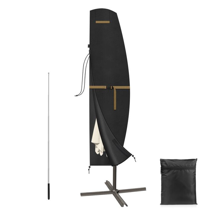 Захисний чохол для подвійного парасоля VANSHEIM, діаметр до 400 см. Водонепроникний, захист від УФ-променів. Підходить для парасолів-наметів з ніжкою. Розмір 460x270 см (220x45/70/50 см).