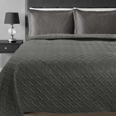 Покривало WOLTU покривало для ліжка 220x240 см Темно-сірого кольору, покривала з мікрофібри, стьобана ковдра, зшите ультразвуком, м'яке і приємне для шкіри ковдру для вітальні, покривало для дивана покривало для ліжка
