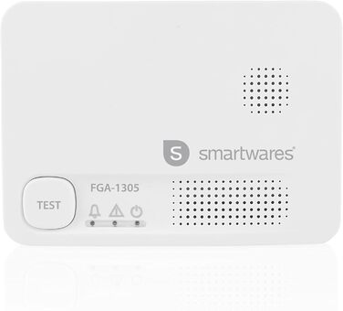 Виявлювач чадного газу Smartwares FGA-13051 з датчиком на 10 років, кнопка тестування, LED-індикатори