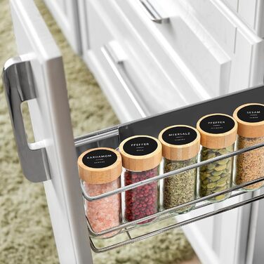 Набір баночок для спецій 24 шт. по 100 мл з бамбуковими кришками та етикетками | Набір для зберігання спецій, баночки для спецій, 24 шт.