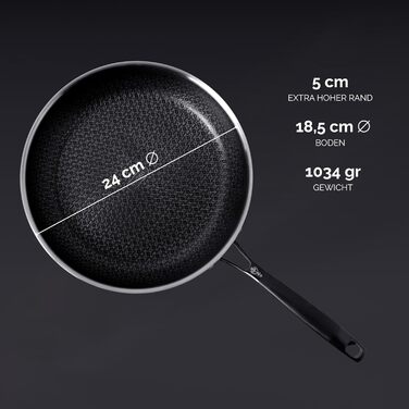 Сковорода NYORD з антипригарним покриттям, з сотовою структурою, для індукції, газу та кераміки, з кришкою, 24 см (мідна)