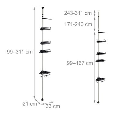 Поличка для душу Relaxdays, телескопічна