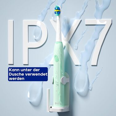 Електрична зубна щітка Seago SG-2316 (зелена) з 10 насадками, тиха, для подорожей, з тримачем та кейсом, ультразвукова, акумулятор 60 днів, таймер для дорослих