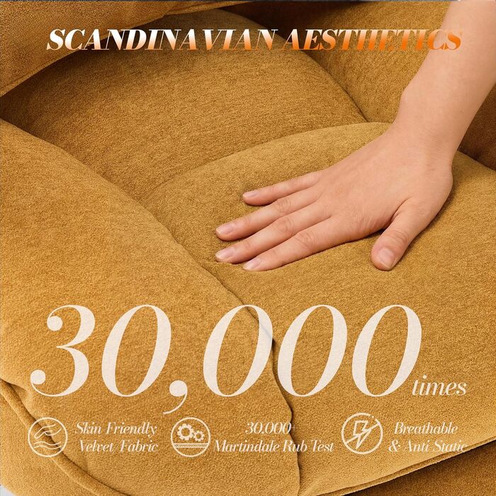 Ергономічний офісний крісло Efomao XXL до 200 кг, жовтий: з підставкою для ніг, висока спинка, товста м'яка оббивка для дому та офісу