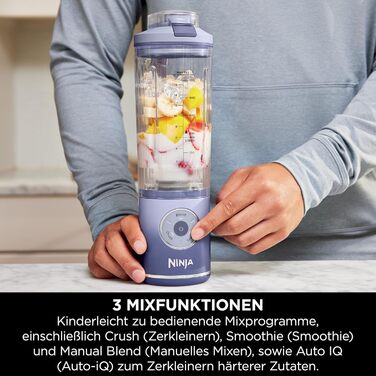 Портативний блендер Ninja Blast Max: 570 мл, акумулятор, чаша та кришка, 3 функції, для смузі та протеїнових коктейлів BC251EULD
