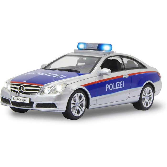Модель Mercedes-Benz E350 Coupe 1:16 JAMARA 410023, 2.4GHz, срібно-червоний, поліцейська, зі звуковими та світловими ефектами