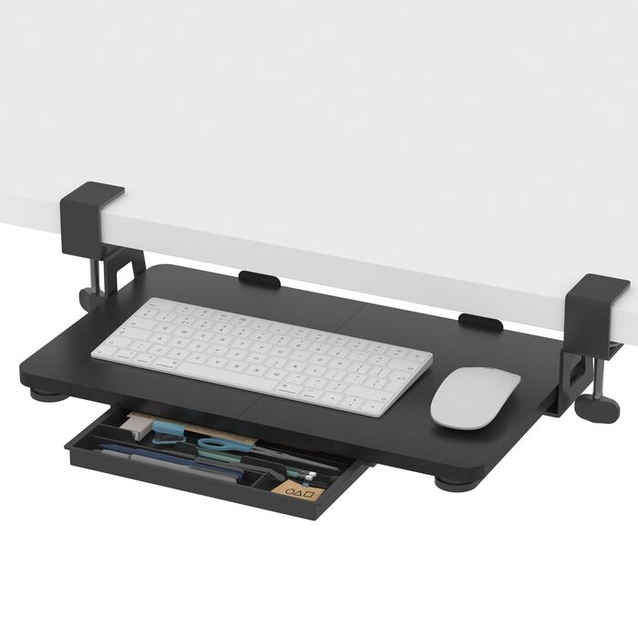 Підставка для клавіатури ETHU, висувна, 50x30 см, з кріпленням C, для монтажу під столом, ергономічна, чорна