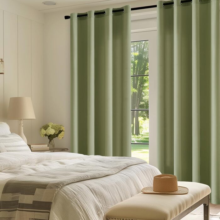 Комплект штор MIULEE Voile з 2 шт. , напівпрозорий, 140x260см, Bean Green