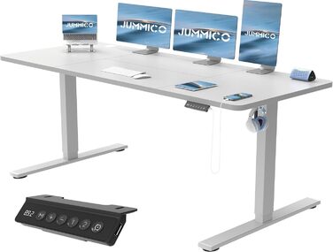 Електричний регульований стіл JUMMICO 120x60 см, сірий, з USB-портом для зарядки