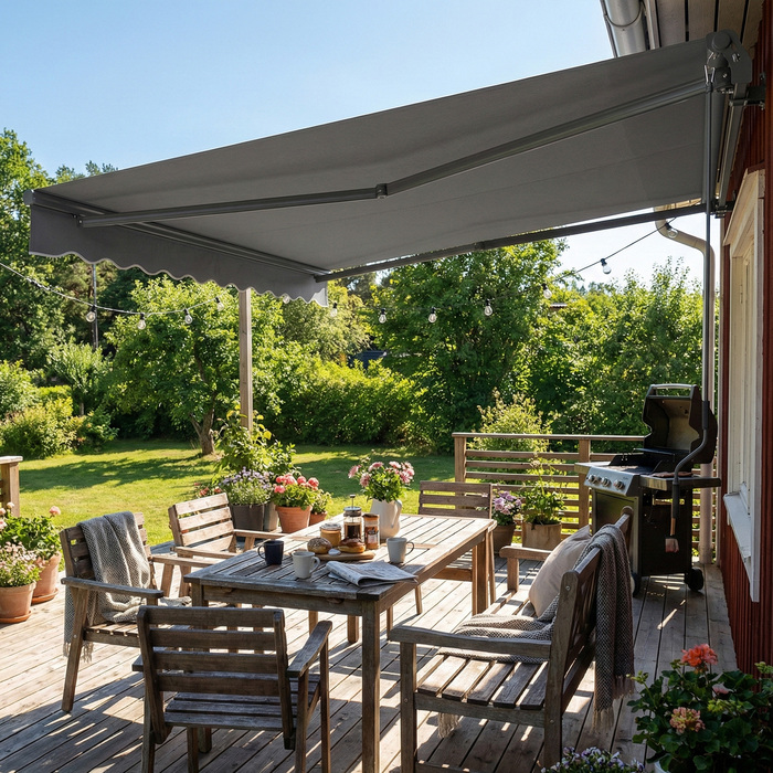 Розтяжна маркіза Gelenkarmmarkise 350 x 300 см, включаючи ручку та кріплення для стіни, кут регулюється