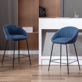 Набір барних стільців Chairus (2 шт.), сині: міцний металевий каркас, лінолеєве сидіння, для кухні/домашнього бару