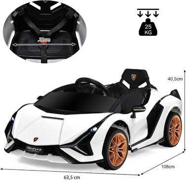Дитячий електромобіль Lamborghini Goplus з пультом керування, Bluetooth, USB, музикою та сигналом, 3-5 км/год, для дітей 3-8 років, білий