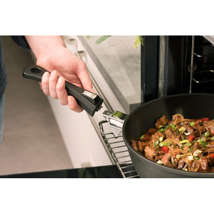Сковорода Berndes Vario Click з знімним ручками – індукція, всі плити, PFOA-free, антипригарне покриття, для миття в посудомийній машині, для духовки (24 см, чорний)