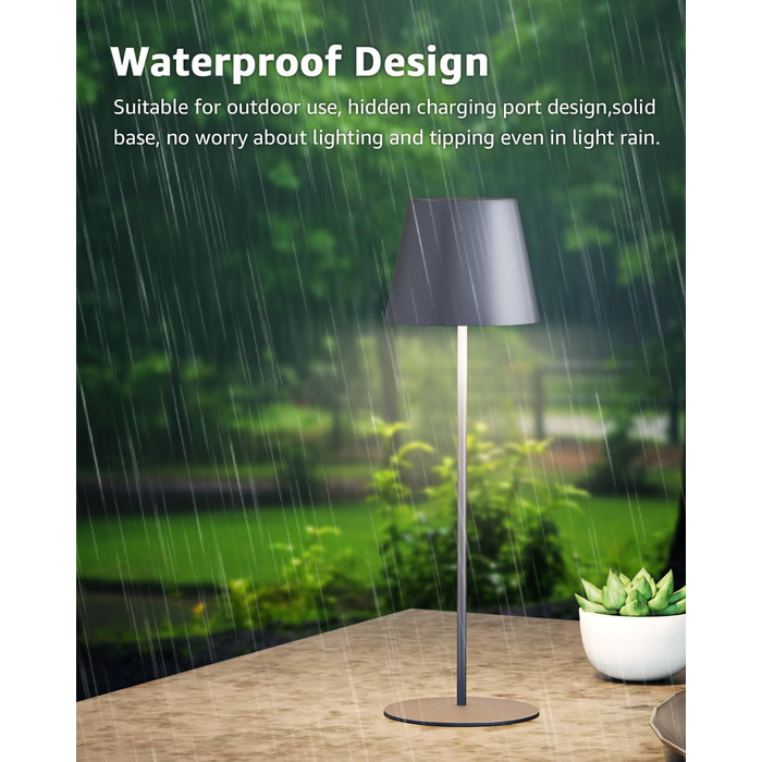 LED настільна лампа FUYO 2 шт. в наборі, акумуляторна, USB-C, сенсорне керування, регулювання яскравості, 2700K-6000K, 3 кольори, для дому та вулиці (чорний)