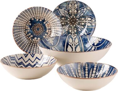 Предмети в мавританському стилі на 4 персони, набір тарілок з різними вінтажними візерунками в білому і блакитному кольорі, керамограніт (набір чаш), 934017 Iberico Blue 12