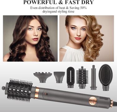 В 1 AirStyler щітка з гарячим повітрям, плойка, щітка для випрямлення, система для укладання та сушіння, 6