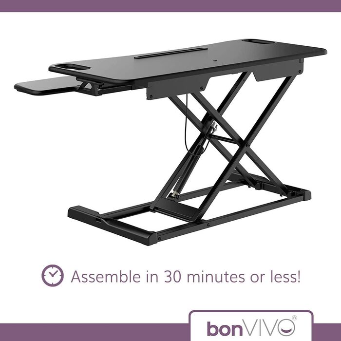 Настільне кріплення bonVIVO з регулюванням висоти 95 x 40 - Висота сидячи та стоячи перетворює кожне робоче місце на стіл стоячи - Можна завантажувати до 15 кг - Різдвяні подарунки та гаджети - чорний