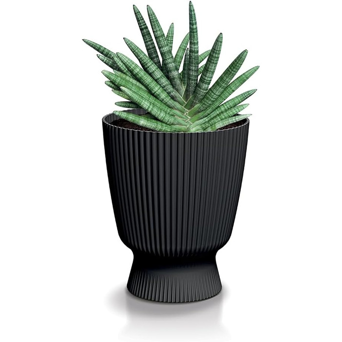 Квітчанка Tymar з підставкою, пластиковий горщик для квітів, великий горщик для рослин (діаметр 22 см, колір Dbmis Grey)