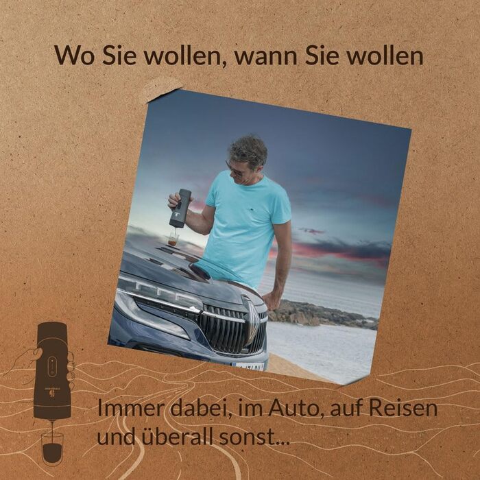 Handpresso Auto: портативна кавомашина для автомобіля, вана та кемпінгу | Espresso & Lungo | USB-C | для капсул та наповнення